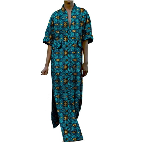 African Dress for Women Half Sleeve Vestidos Lady Dress with Pocket Party Clothing KG001