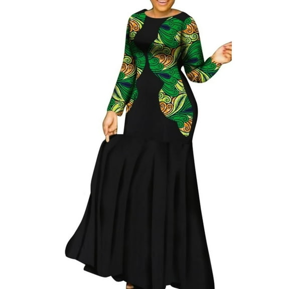 African Dress for Women Long Sleeve Lady Party Dresses Ankara Clothing