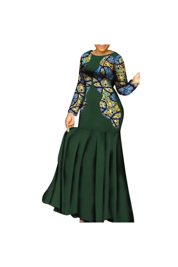 African Dress for Women Long Sleeve Lady Party Dresses Ankara Clothing