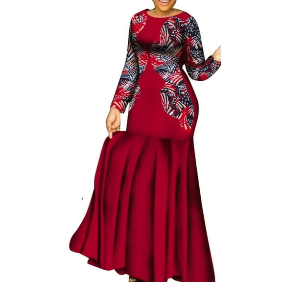 African Dress for Women Long Sleeve Lady Party Dresses Ankara Clothing