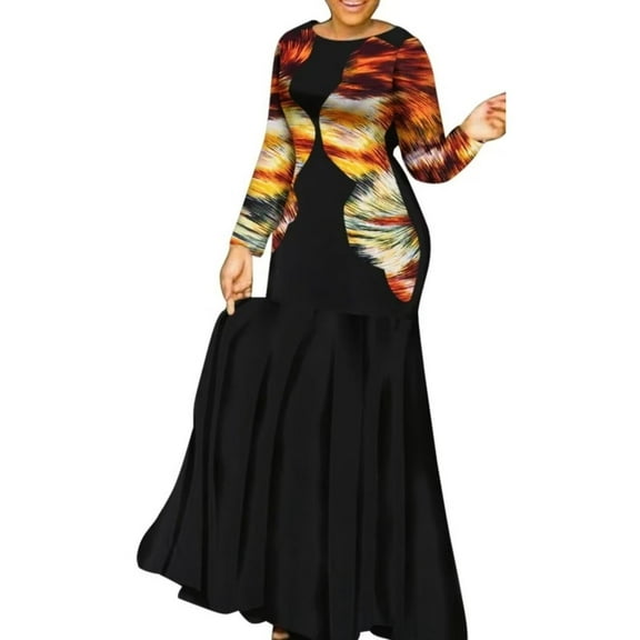 African Dress for Women Long Sleeve Lady Party Dresses Ankara Clothing