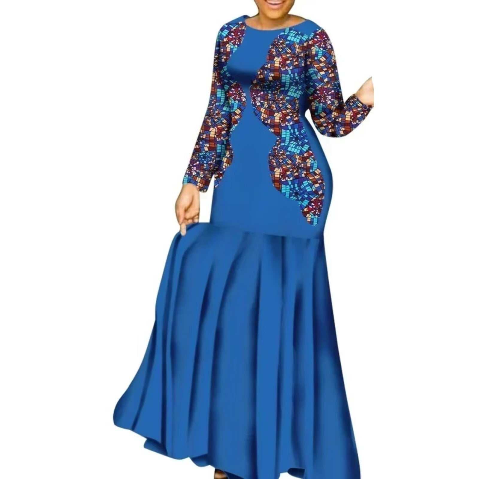 African Dress for Women Long Sleeve Lady Party Dresses Ankara Clothing