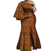 African Dresses For Plus Size Women 4XL One Sleeve Clothing WY8237