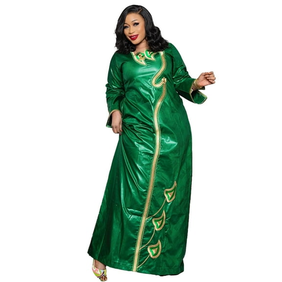African Dresses For Women Bazin Riche Soft Material Embroidery Long Dress With Scarf Elegant Wedding Dress