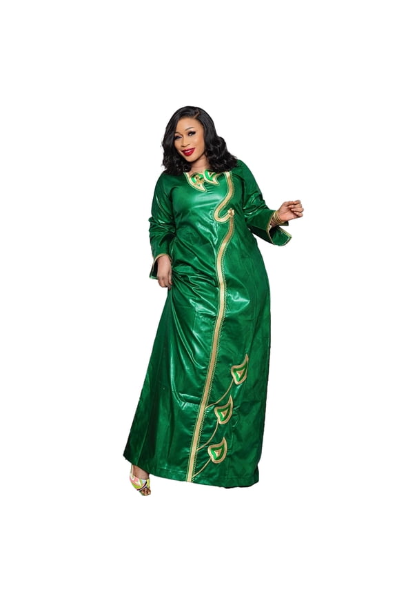 African Dresses For Women Bazin Riche Soft Material Embroidery Long Dress With Scarf Elegant Wedding Dress