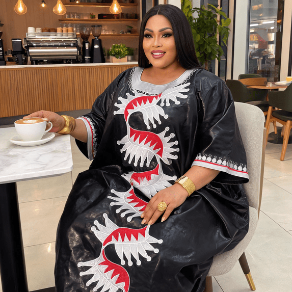 African Dresses For Women Luxury Boubou Material Rich Embroidery Design Long Dress