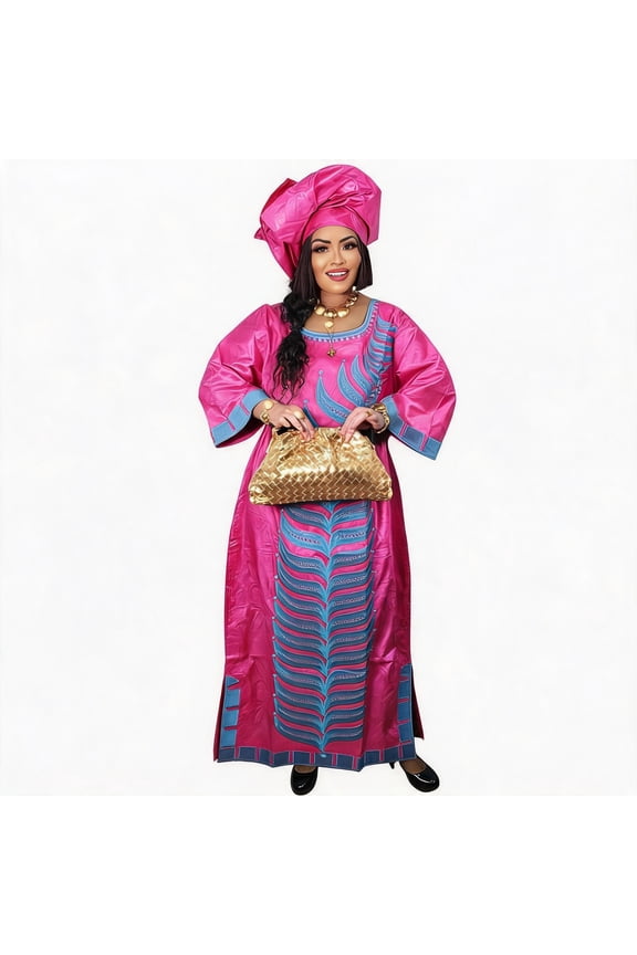 African Dresses For Women Luxury Boubou Material Rich Embroidery Design Long Dress