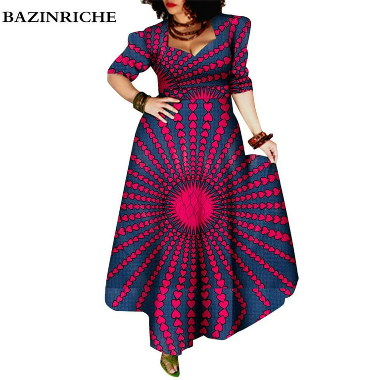 African Dresses for Women Elegant Party Ankara Robe WY092 