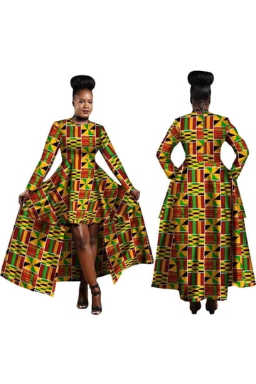 chinese dress ladies African Print Knee Length kente Dress USA – Abbiexpress