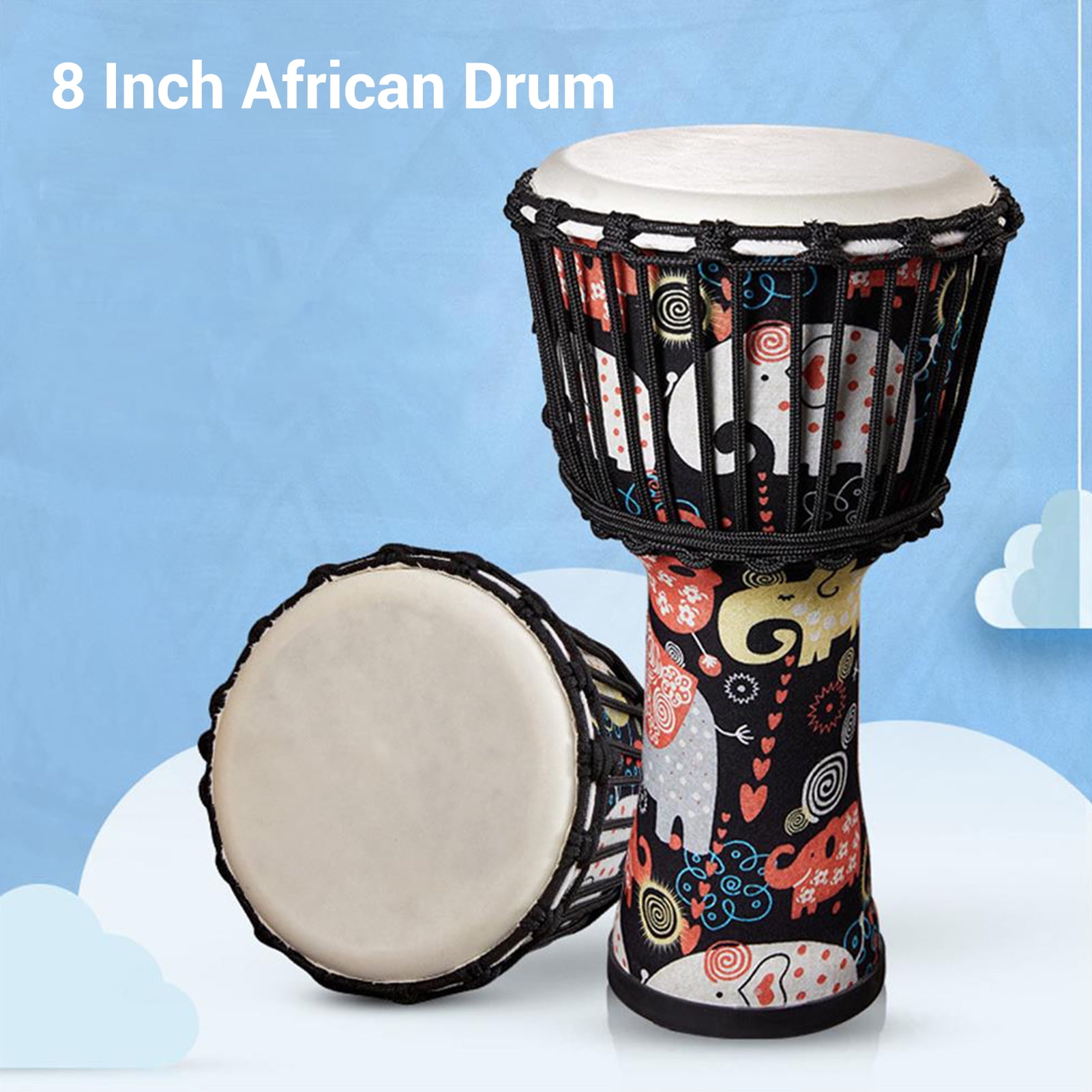African Drum,Musical Drum Portable Percussion Drum Portable Percussion Musical Art Patterns Art Hand Percussion With Art African Art Drum Hand Portable Art 8 Inch Portable African