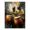 thumbnail image 1 of African Drum Players Oil Painting Orange Yellow Blue Drummer Beat Traditional Music Songs Unframed Wall Art Print Poster Home Decor Premium, 1 of 5