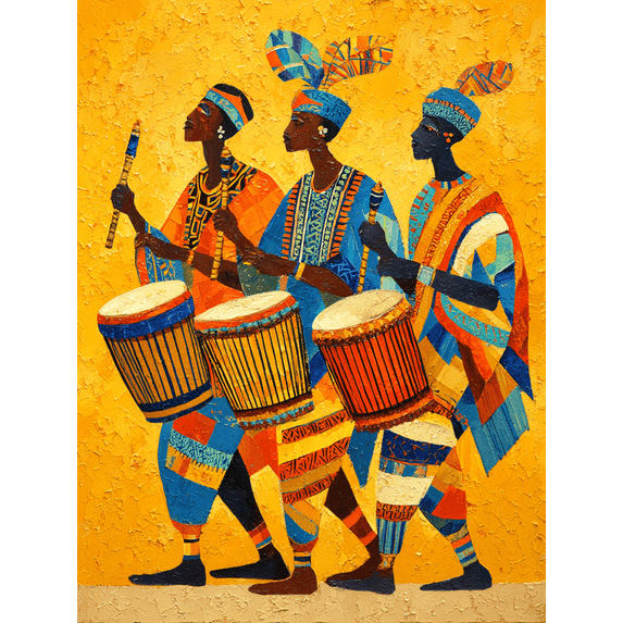 African Drummers Canvas Print, Suitable for Living Room, Office, Hotel, Bar, Apartment