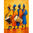 thumbnail image 1 of African Drumming Tribal Figures Canvas Print, Perfect for Living Room, Office, Hallway, Dining Room, 1 of 8