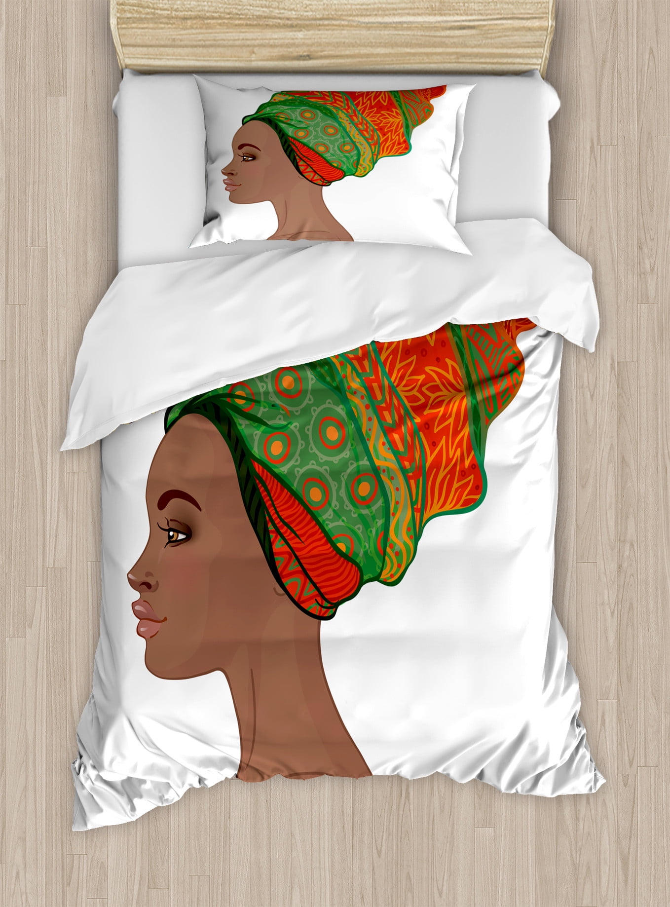 Twin Scarlet Green Chocolate African Duvet Cover Set