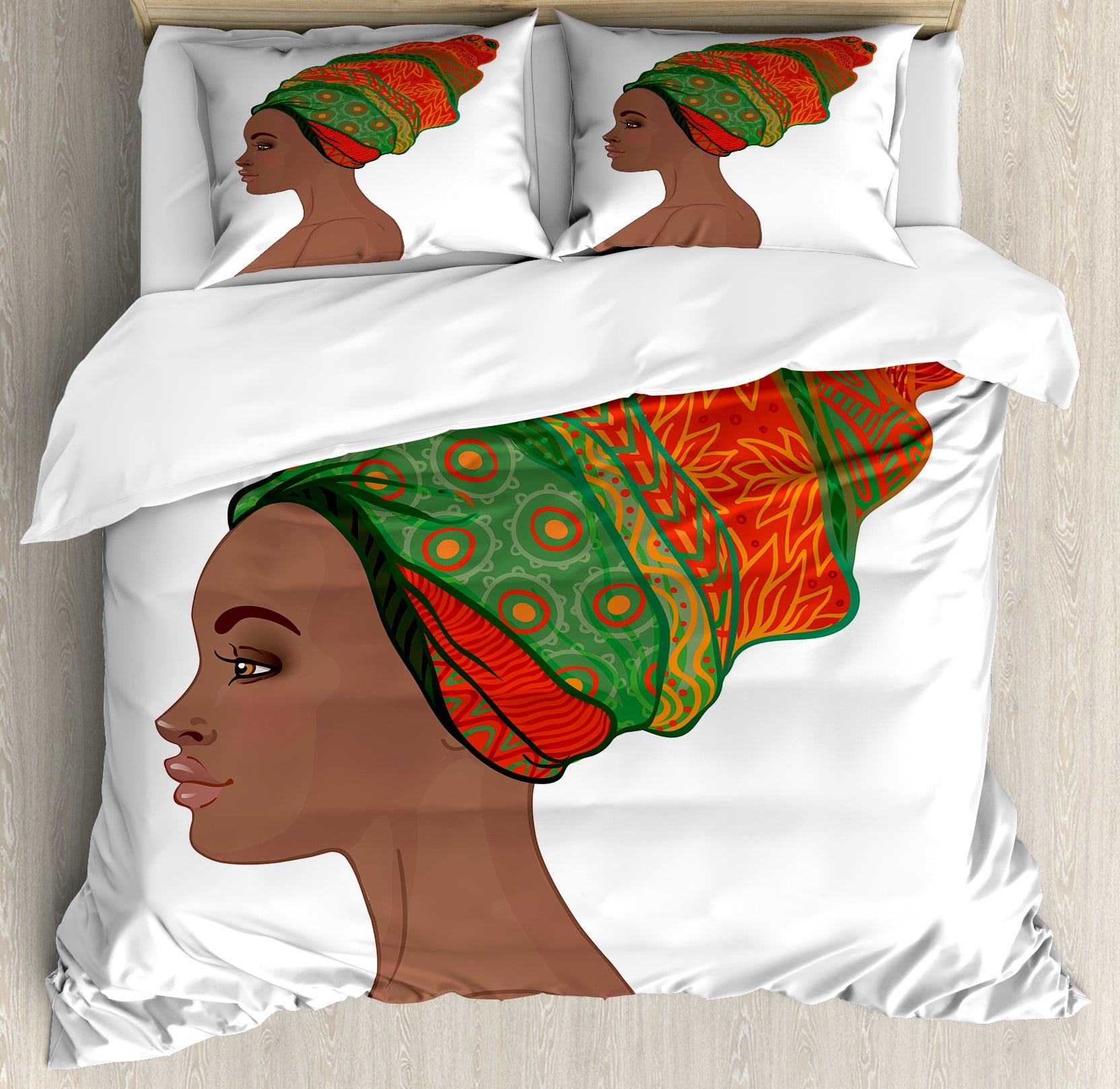 Scarlet Green Chocolate African Queen Duvet Cover Set