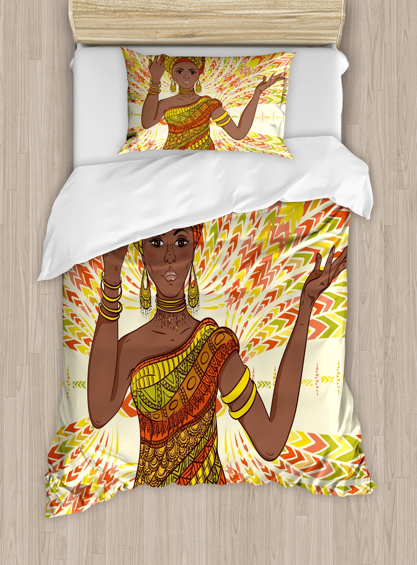 Twin African Geometric Print Duvet Cover Set