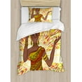 thumbnail image 1 of African Duvet Cover Set, Dancing Woman Hand Drawing Geometric Ornament Colorful Print, Decorative 2 Piece Bedding Set with 1 Pillow Shams, Twin Size, Green Red Yellow, by Ambesonne, 1 of 3