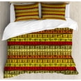 thumbnail image 1 of African Duvet Cover Set, Hand Drawn Pattern Abstract Geometric Striped Illustration, Decorative 3 Piece Bedding Set with 2 Pillow Shams, King Size, Multicolor, by Ambesonne, 1 of 3