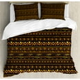 thumbnail image 1 of African Duvet Cover Set Queen Size, Chevron Zigzag Circles and Spirals Timeless Vintage Art Design Oriental Doodle, Decorative 3 Piece Bedding Set with 2 Pillow Shams, Multicolor, by Ambesonne, 1 of 3