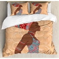 thumbnail image 1 of African Duvet Cover Set Queen Size, Ethnic Tribal Woman in Native Clothes Savannah Trends Bohemian Culture Art Image, Decorative 3 Piece Bedding Set with 2 Pillow Shams, Multicolor, by Ambesonne, 1 of 3