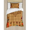 thumbnail image 1 of African Duvet Cover Set Twin Size, Ancient African Girl Images on Vintage Wooden Texture Ethnic Female Fashion Art Concept, Decorative 2 Piece Bedding Set with 1 Pillow Sham, Multi, by Ambesonne, 1 of 3