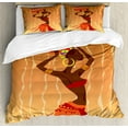 thumbnail image 1 of African Duvet Cover Set, Vintage Art Girl in Ceremony Traditional Fashion Image, Decorative 3 Piece Bedding Set with 2 Pillow Shams, Calking Size, Orange Amber, by Ambesonne, 1 of 3