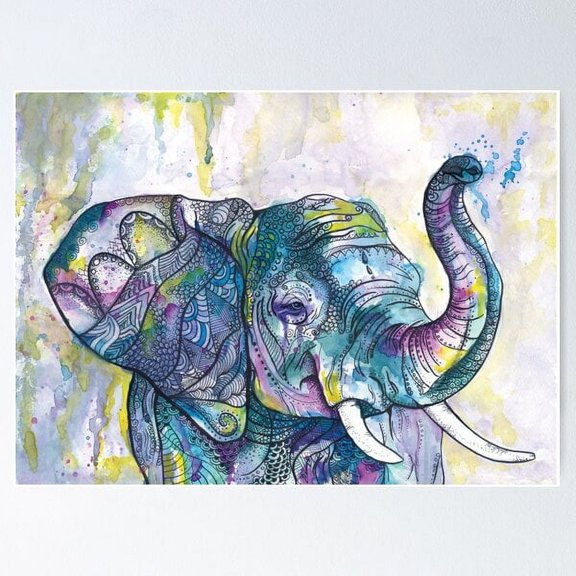 African Elephant Dancer Poster Wall Art, Modern Wall Decor For Living Room Bedroom, 8x12 UNFRAMED
