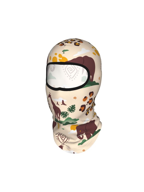 African Elephant Giraffe Unisex Balaclava Ski Mask Full Face Cover for Cold Weather & UV Protection, Breathable Cooling Helmet Liner