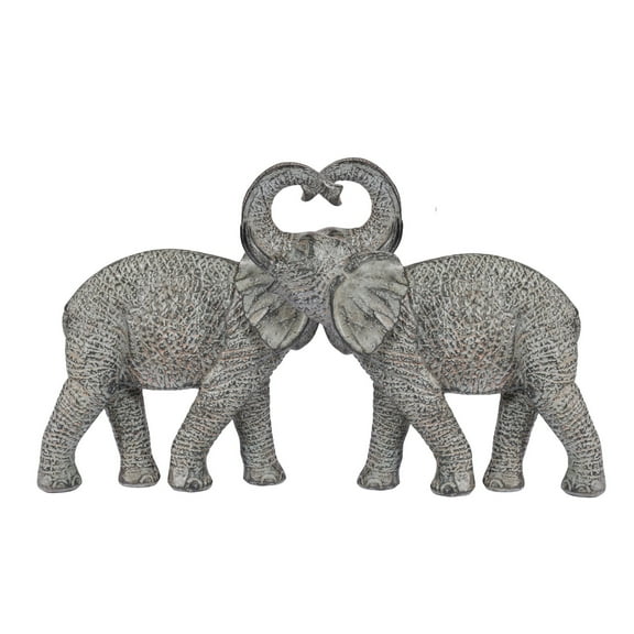 African Elephant Heart Garden Statues, Resin, Gray (2 Count)