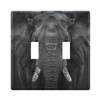 African Elephant Light Switch Plate Covers 2 Gang Wall Plate Plastics Outlet Covers for Kitchen Home Office Decor