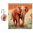 African Elephant Shower Curtain with 12 Hooks, Waterproof Fabric Shower