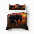 thumbnail image 1 of African Elephant Sunset Pattern Bedding Set 3 Pcs Soft Microfiber Quilt Cover For Bedroom Decor, Comforter Cover With 2 Pillowcase, 1 of 5