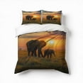 thumbnail image 1 of African Elephant Sunset Pattern Bedding Set 3 Pcs Soft Microfiber Quilt Cover For Bedroom Decor, Comforter Cover With 2 Pillowcase, 1 of 5