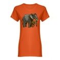 thumbnail image 1 of African Elephant With His Baby Shaped T-Shirt Women -Image by Shutterstock, Female Large, 1 of 2