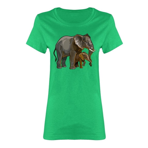 African Elephant With His Baby Shaped T-Shirt Women -Image by Shutterstock, Female Large