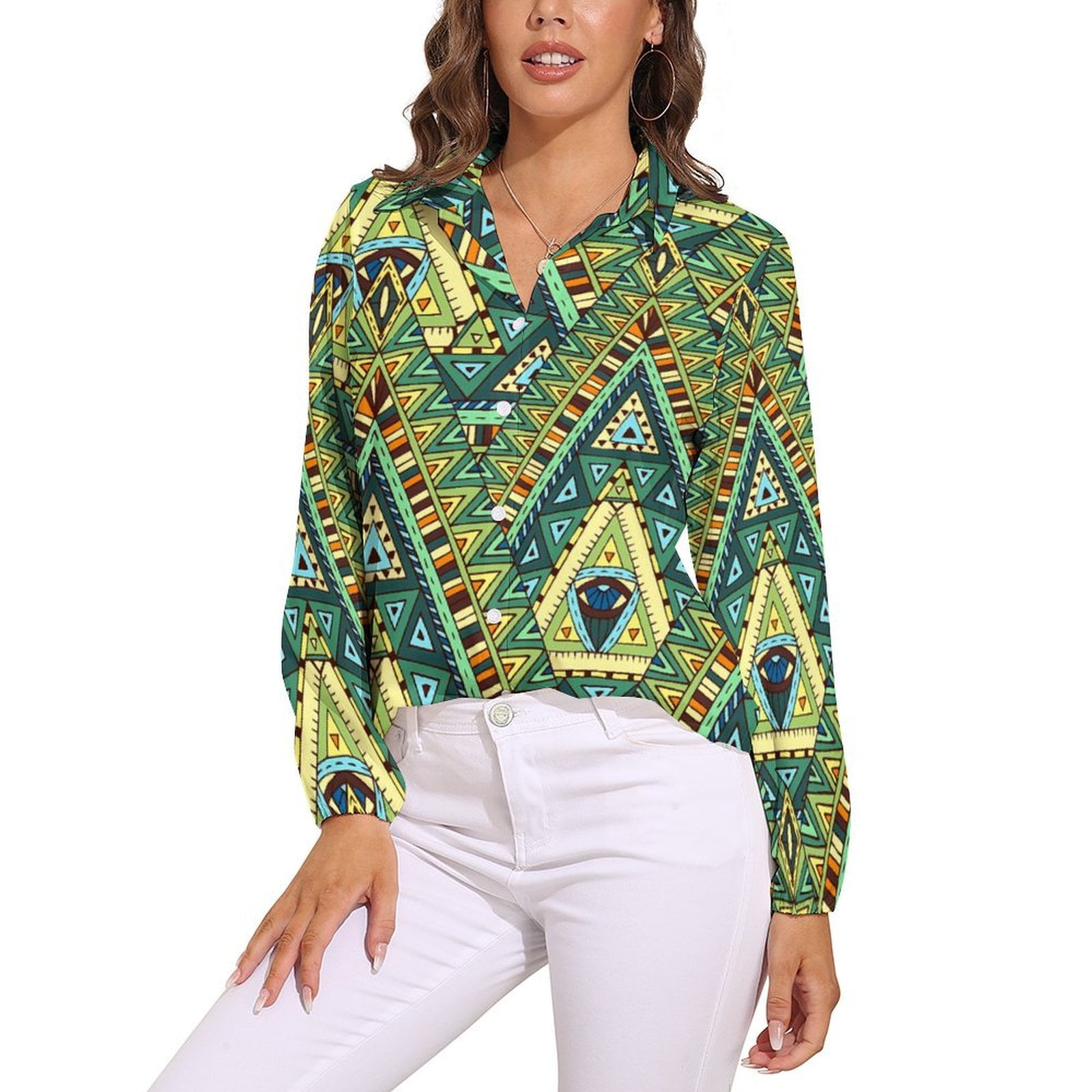 Statement african wrap long sleeve blouse red mustard... One size