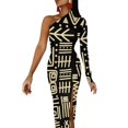 thumbnail image 1 of African Ethnic Print Bodycon Dress Autumn Kente Ghana Cute High Slit Long Dresses Long Sleeve Design Street Style Dress, 1 of 2