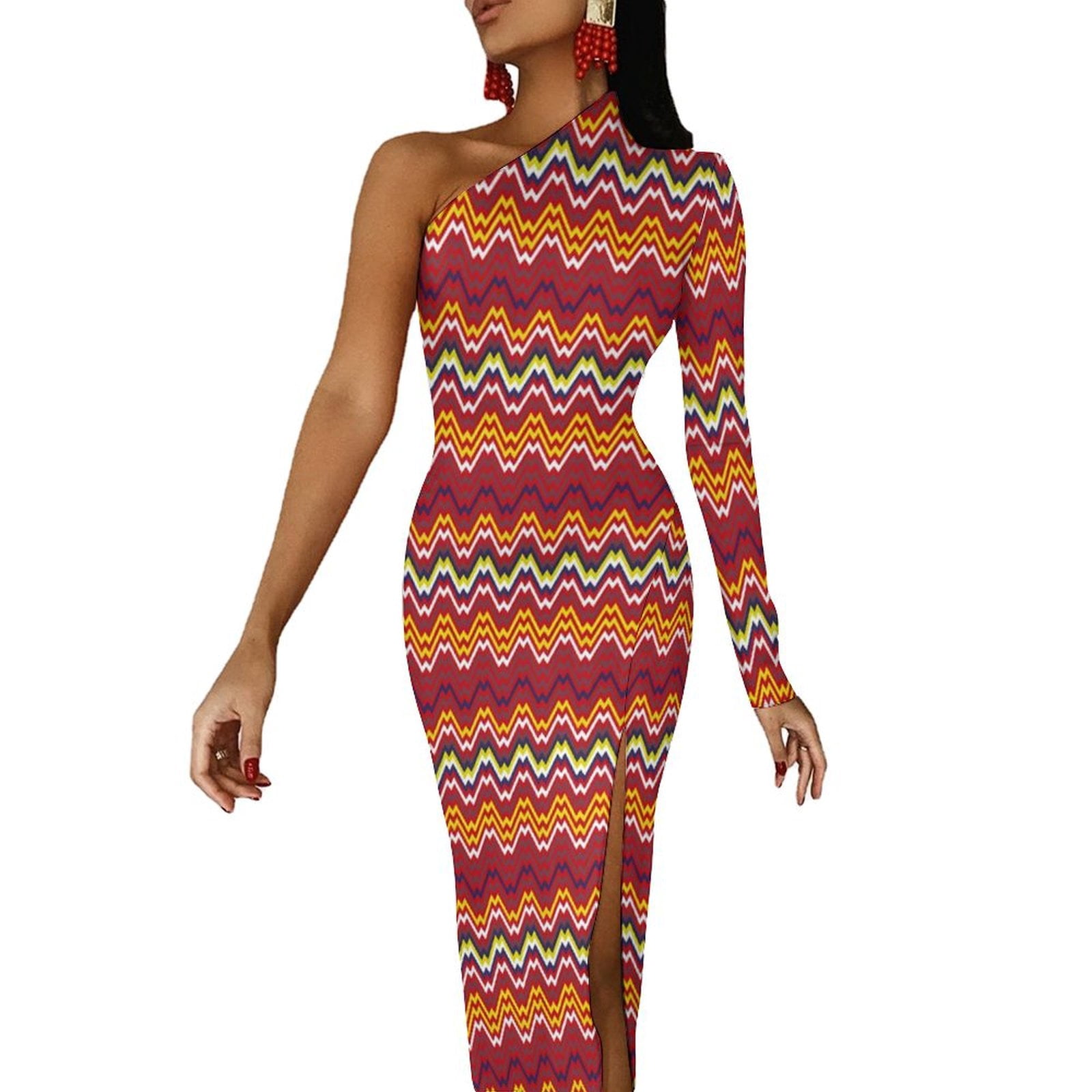 Beautiful Black Woman Long Sleeve Bodycon Dress African Tribal Pattern LT9 main image 0