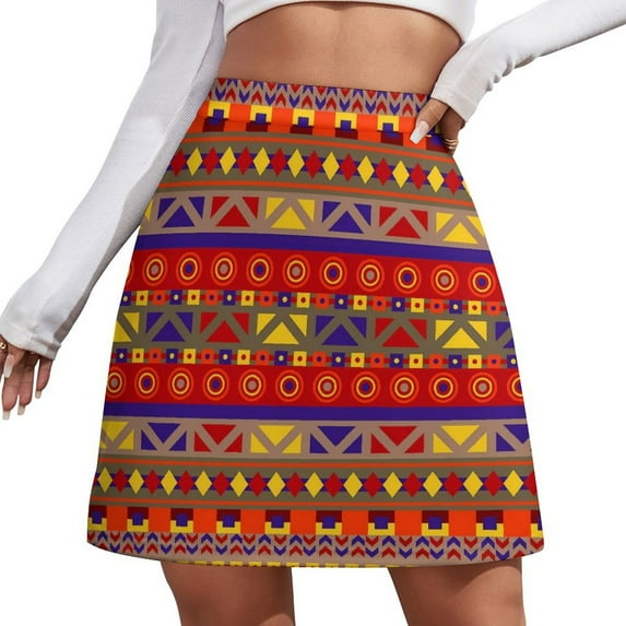 African Ethnic Skirt Woman Kente Ghana Trendy Mini Skirts Summer Street Wear High Waist De