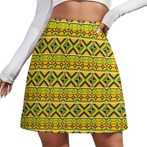 African Ethnic Skirt Woman Kente Ghana Trendy Mini Skirts Summer Street Wear High Waist De