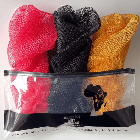 African Exfoliating Mesh bath Sponge.45 inches Long, Back Scrubber For Daily Use((Toilet Brush)