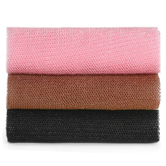 African Exfoliating Net,JASSINS African Sponge Net,Body Exfoliating Long Net Shower Body Scrubber Back Scrubber Skin SmootherBlack+Coffee+Pink
