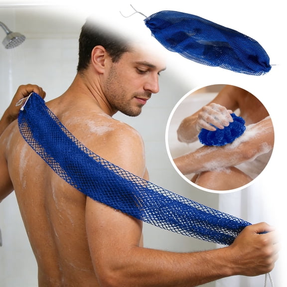 African Exfoliating Net Sponge 2 Pieces Real Body Scrubber with Knots Quick-Drying Stretch Exfoliating Washcloth Loofah for Women Men Shower Accessories