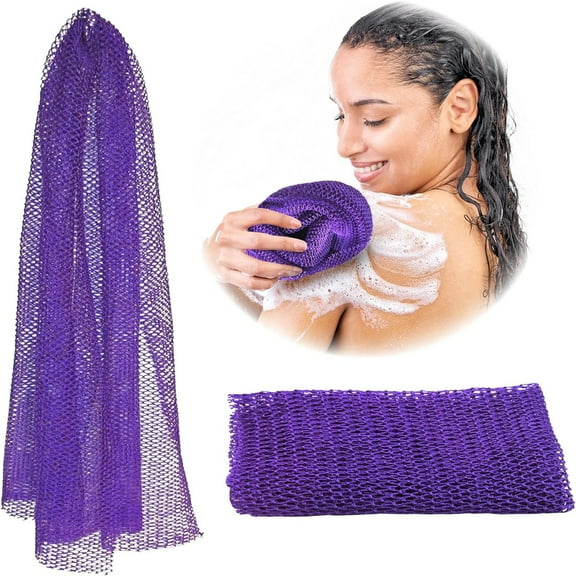 African Exfoliating Net Sponge, Authentic, Ethically sourced from Nigeria, 45 inches Long, Back Scrubber for Daily use (Purple)