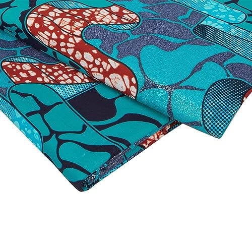 African Fabric Ankara Wax Print Ethnic Kente Bronzing Gold Stamping Print Fabric 6 Yards for Sewing Dress Craft