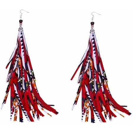 African Fabric Tassel Earrings Set for Ankara Fringe Hoop Earrings for women[f445]