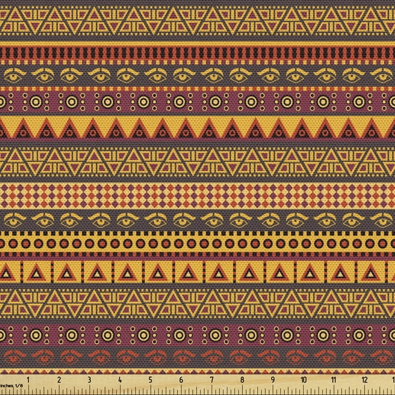 Ambesonne African Fabric by the Yard Upholstery, Exotic Eyes, 10 Yards, Multicolor
