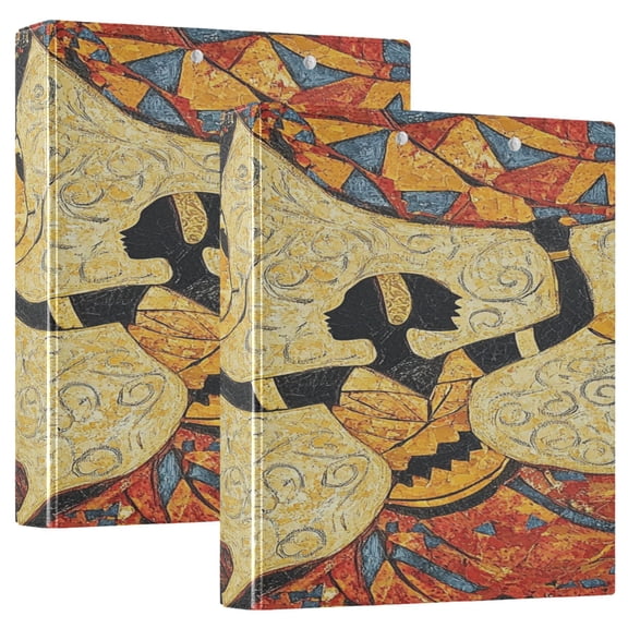 African Faces Decorative 3 Ring Hardcover Binders 1.5in Round Rings for Letter-Size Folder Paper Organizer Pockets for Office Student Recipe