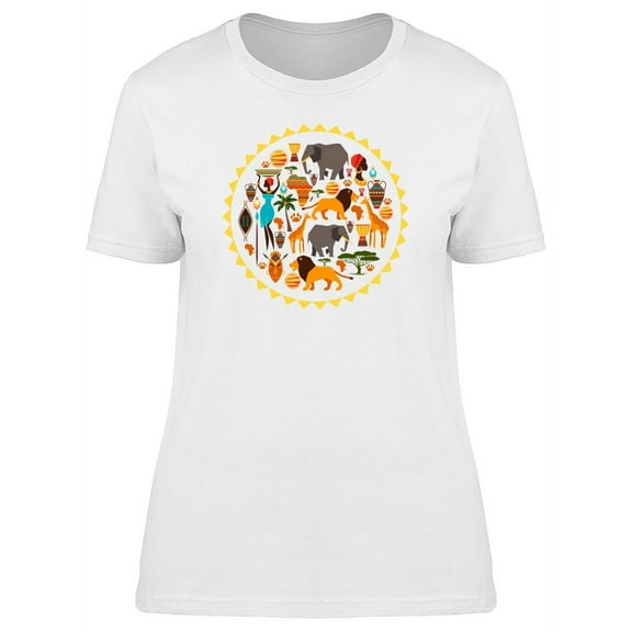 African Fauna Round Shape T-Shirt Women -Image by Shutterstock, Female Small
