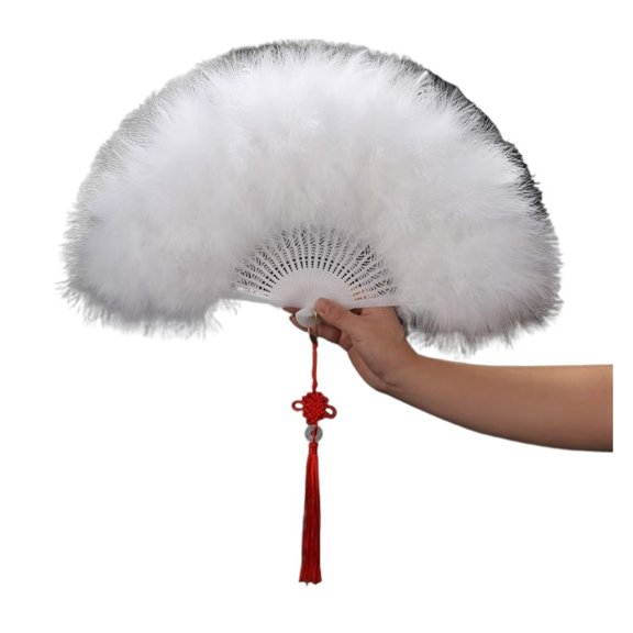 African Feather Fan, Dance Bridal Fans for Wedding, White and Turkey Feather Fan, Wedding Bridal Fan